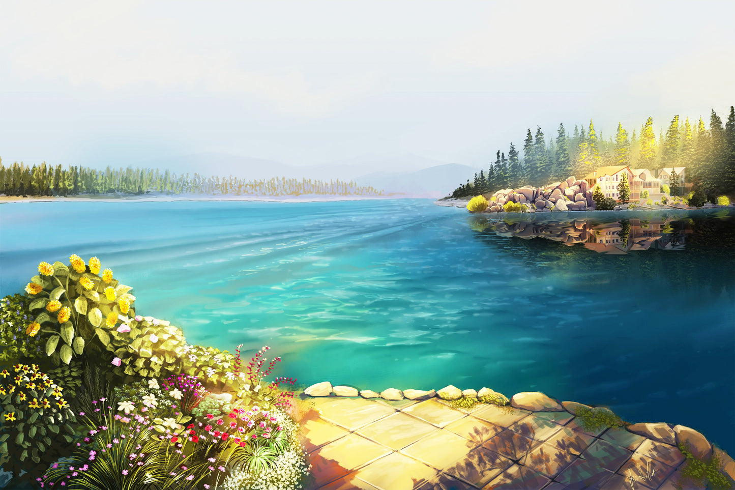 Big Bear Lake - Art by Jean Guillet