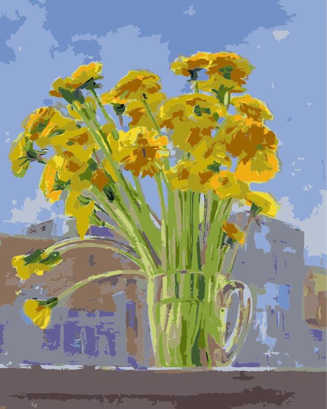 Spring Flowers In a Glass Cup.