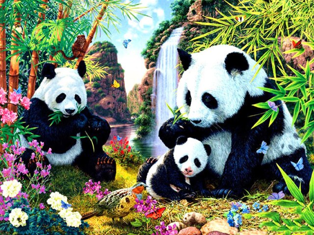 Cute Panda Family- DIY Paint By Number