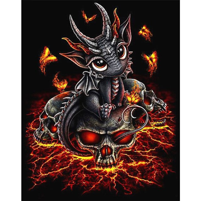 Dragon On Skull - Paint By Numbers