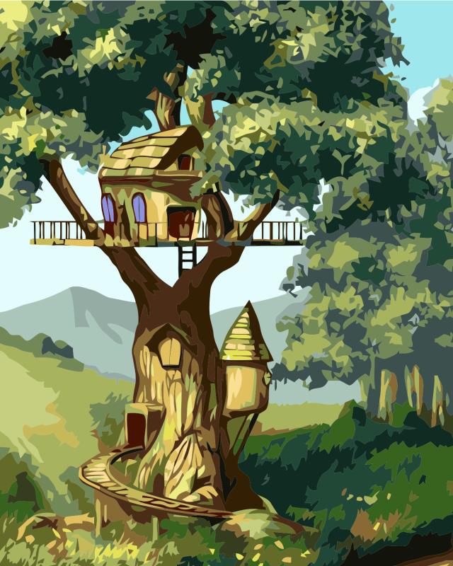 Rest your head in a forest Tree house.
