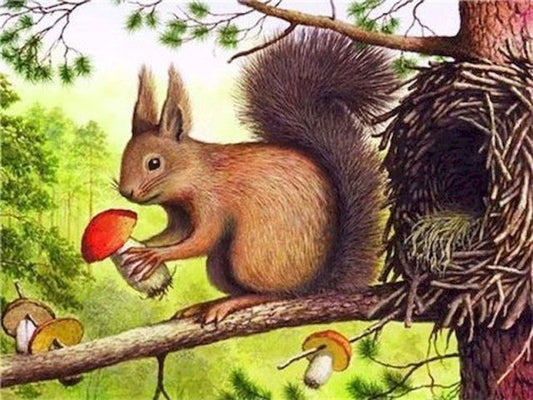 Mushroom Squirrel- DIY Paint By Number
