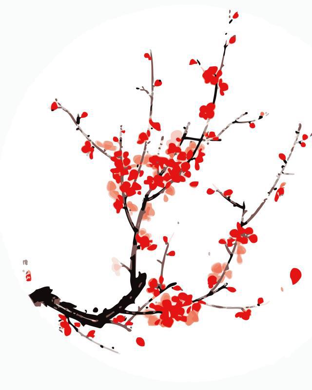 Red Flower Art painting canvas