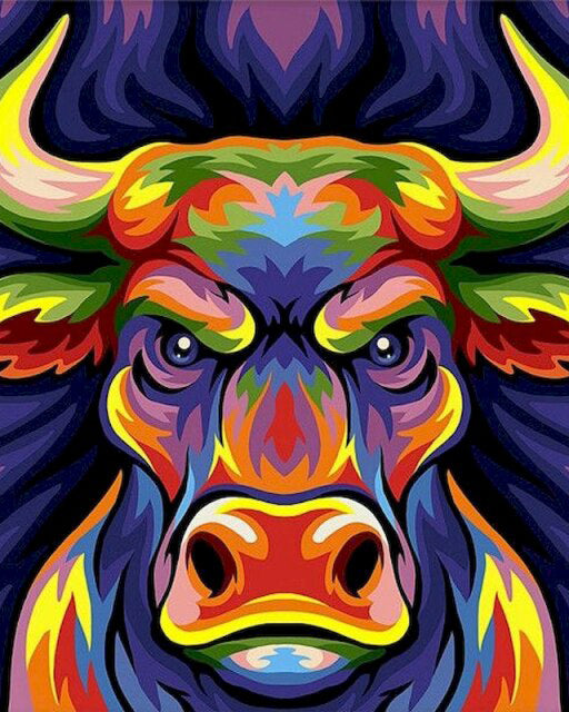 Rainbow Art Cow- DIY Paint By Number