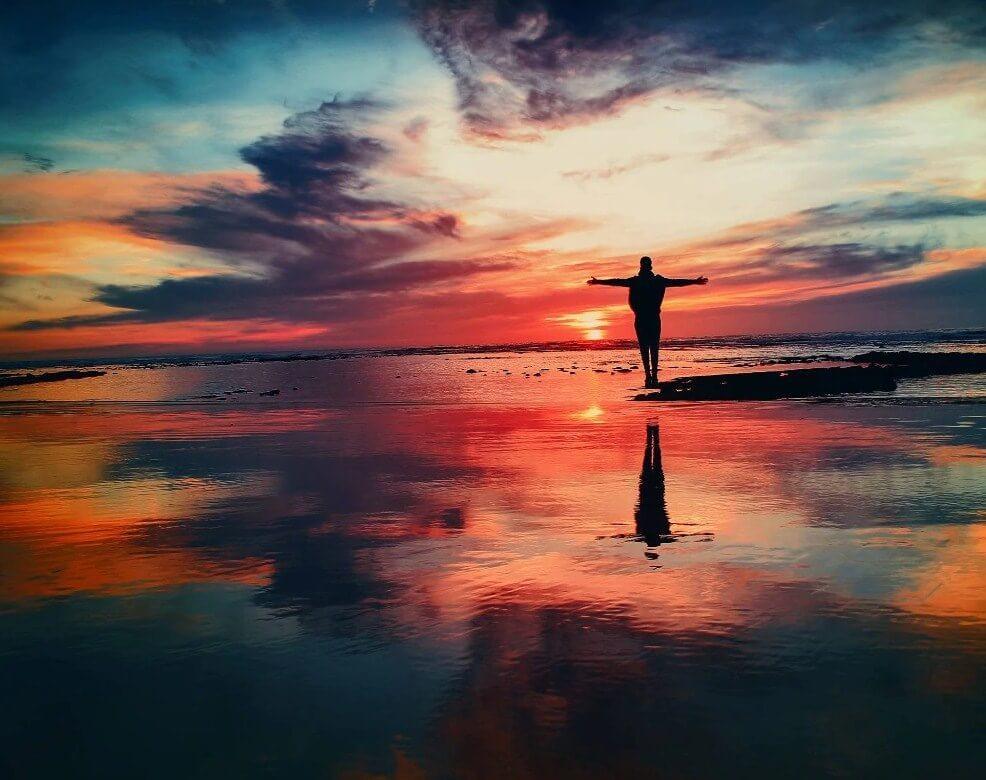 Sunset & Lone Man on the Beach
