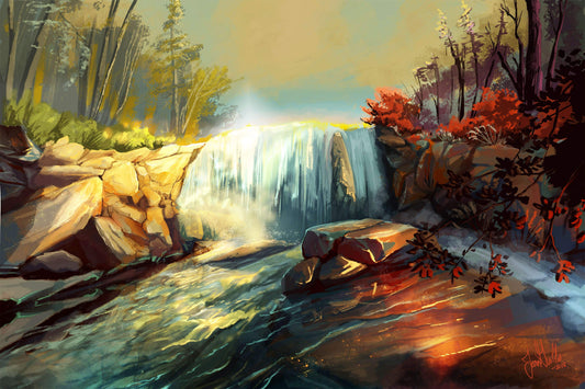 Whitney Portal Falls - Art by Jean Guillet