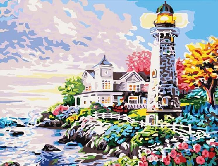 Stunning 2 Paintings of Water, Land, Sky and Flowers