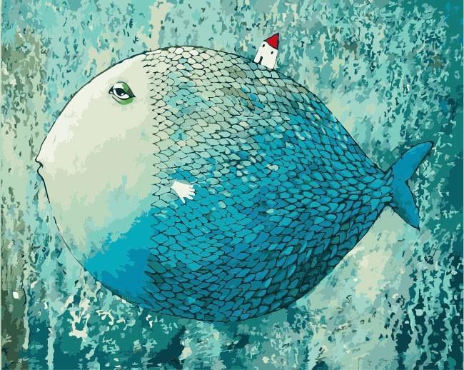 Big Fish Painting DIY with Paint by Numbers for Kids - All Paint by numbers