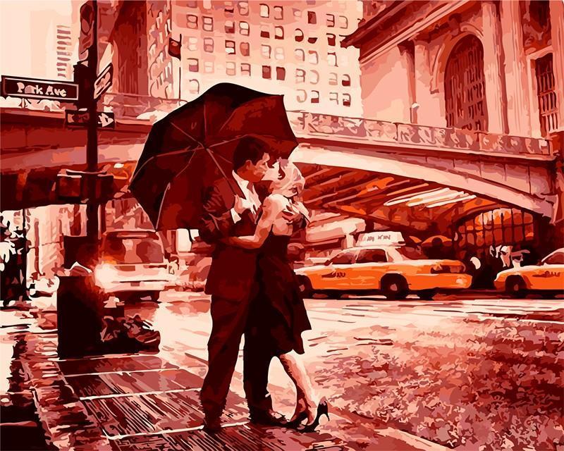 Vintage Painting Kiss on the Road - All Paint by numbers