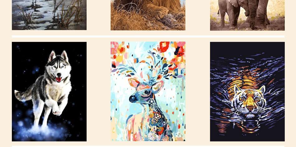 Framed Tigers, Horses, Wolves and Other Animal Paintings - All Paint by numbers