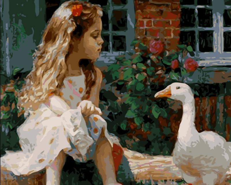 Cute Little Girl Painting - All Paint by numbers