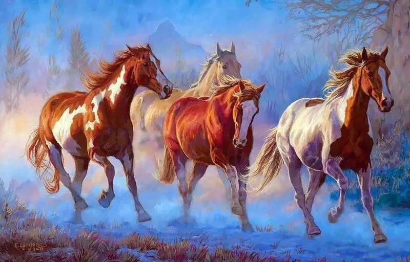 Paint a Running Horses Painting Yourself - All Paint by numbers