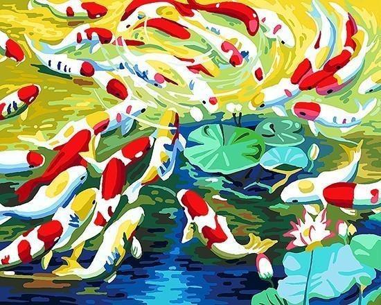Fish in the Pond Painting - All Paint by numbers