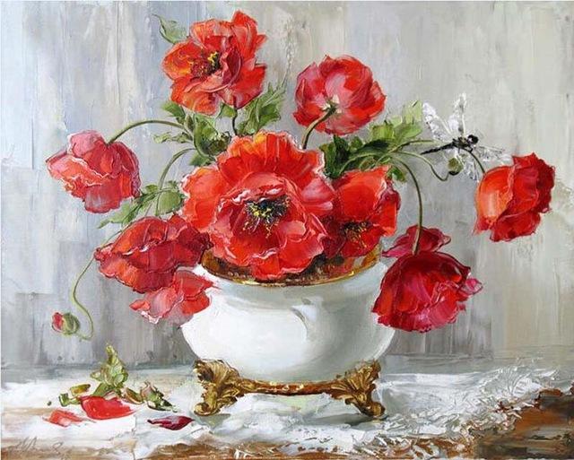 21 Beautiful Flowers Unframed and Framed Kits - All Paint by numbers
