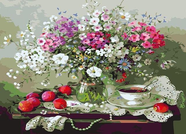 21 Beautiful Flowers Unframed and Framed Kits - All Paint by numbers