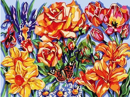 21 Beautiful Flowers Unframed and Framed Kits - All Paint by numbers
