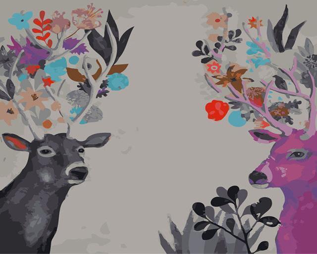 24 Deer Paint by 123 - Animals DIY Kits - All Paint by numbers