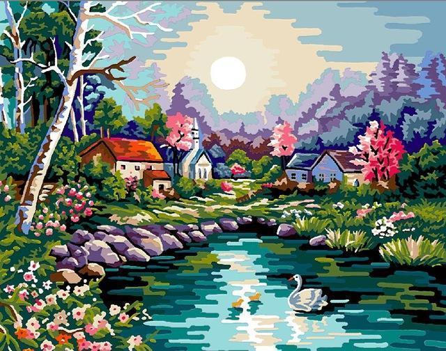 20+ Framed + Unframed Scenery Paintings - Paint by Numbers