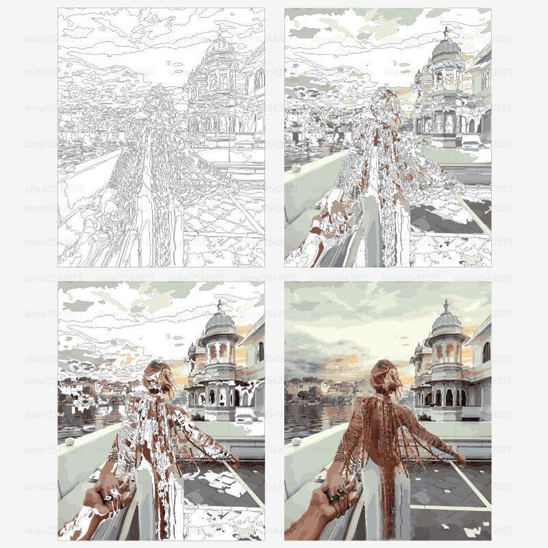 Romantic Travel Painting With Paint by Numbers Kit DIY