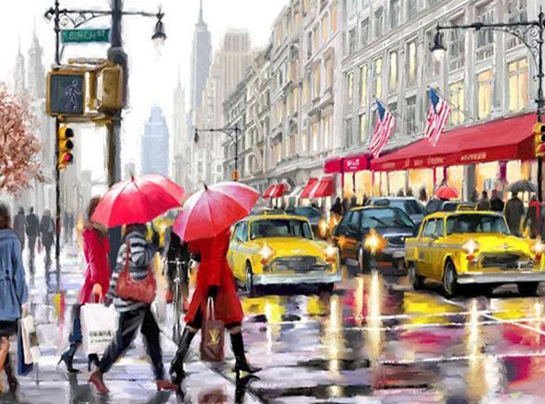 Rain in the Street Wonderful Painting - All Paint by numbers