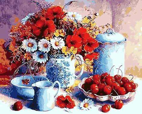 24 Framed and unframed Flowers Paintings - All Paint by numbers