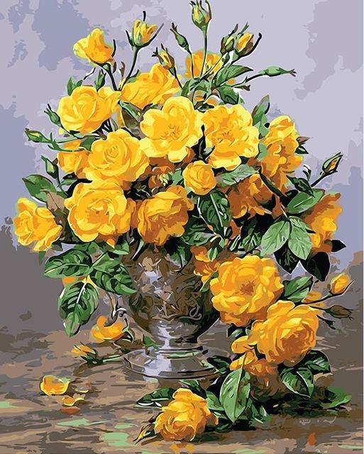 24 Framed and unframed Flowers Paintings - All Paint by numbers