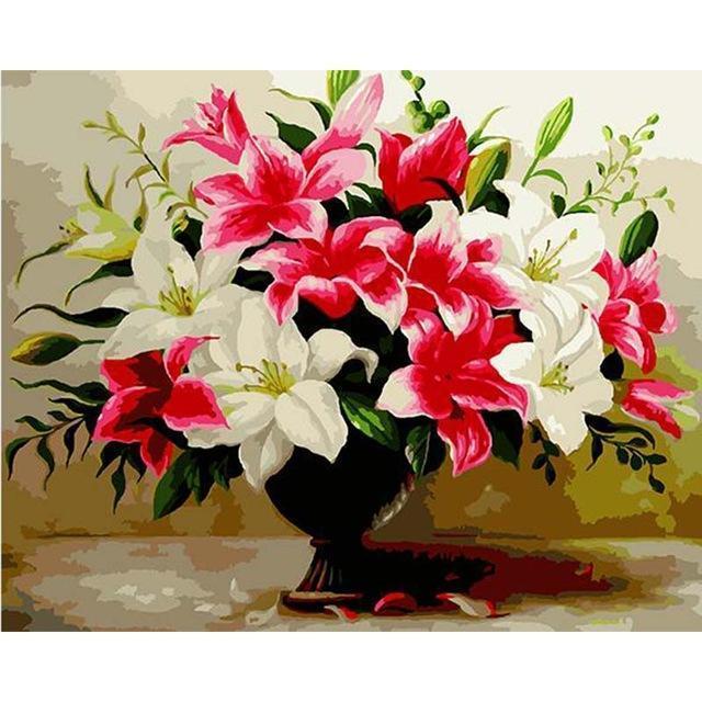 24 Framed and unframed Flowers Paintings - All Paint by numbers