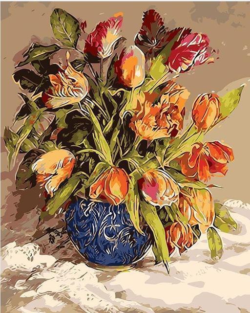 24 Framed and unframed Flowers Paintings - All Paint by numbers