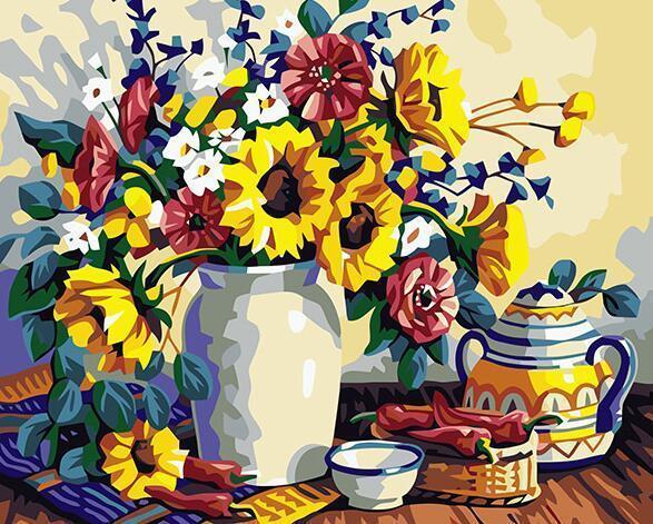 24 Framed and unframed Flowers Paintings - All Paint by numbers