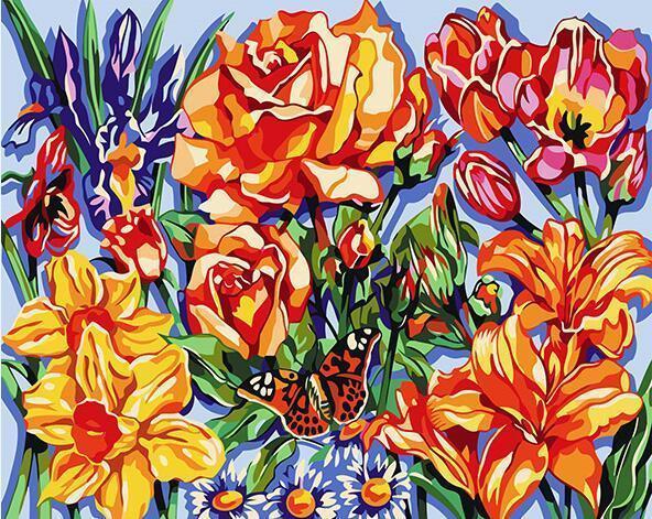24 Framed and unframed Flowers Paintings - All Paint by numbers