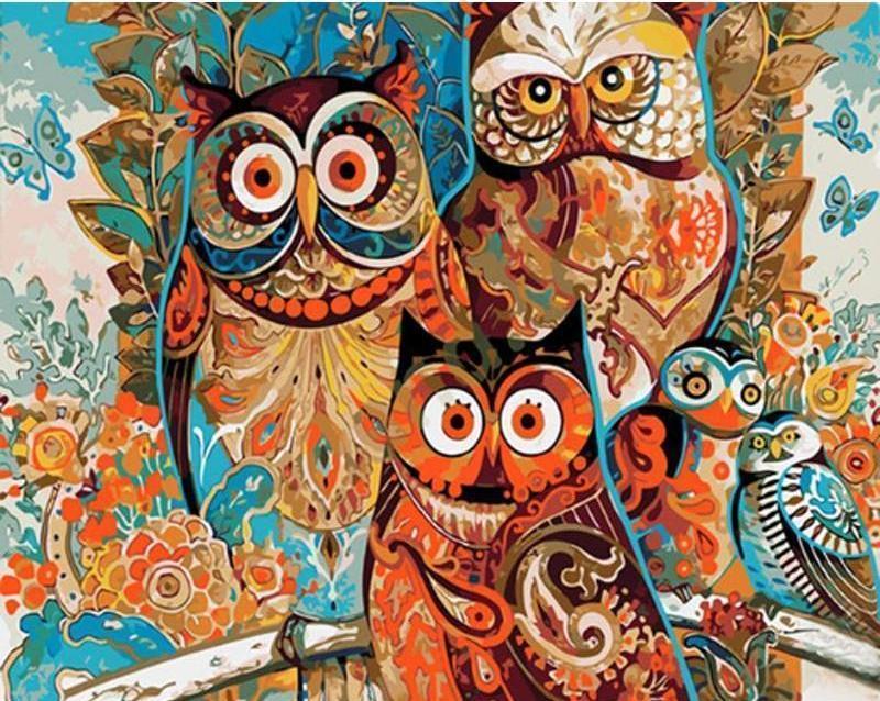 owls painting by numbers