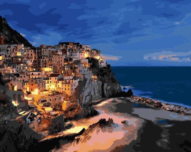 greek city paint by numbers kit for adults