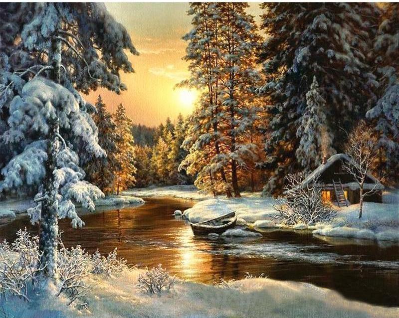 sunset paint-by-number canvas