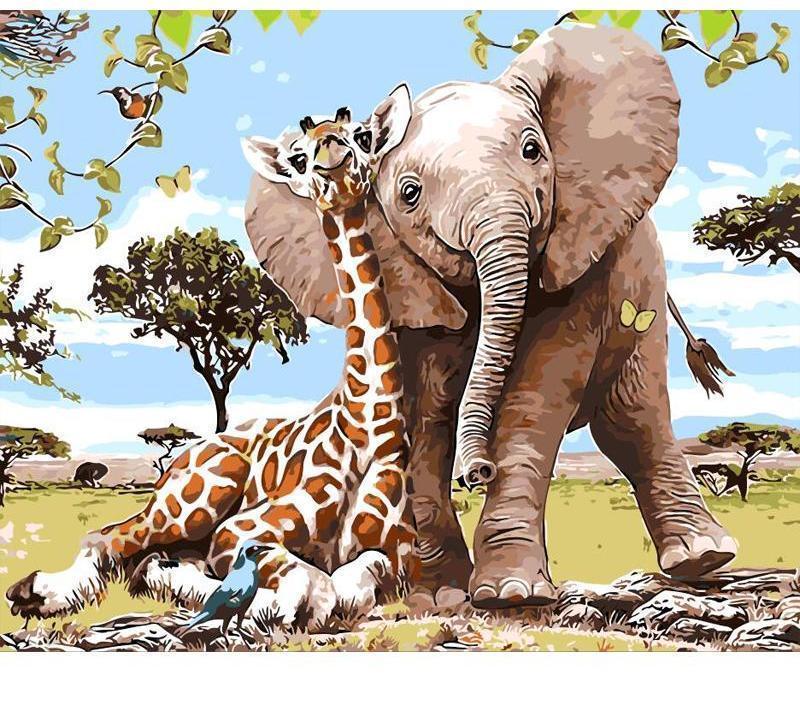 Cartoon Animal Paintign with Paint by Numbers Kit for Kids - All Paint by numbers