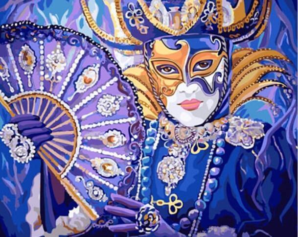 A Lady with A Fan - All Paint by numbers