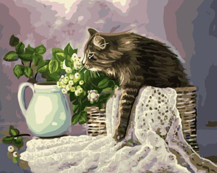 A Cat in a Basket - All Paint by numbers