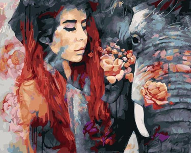 A lady & An Elephant - All Paint by numbers