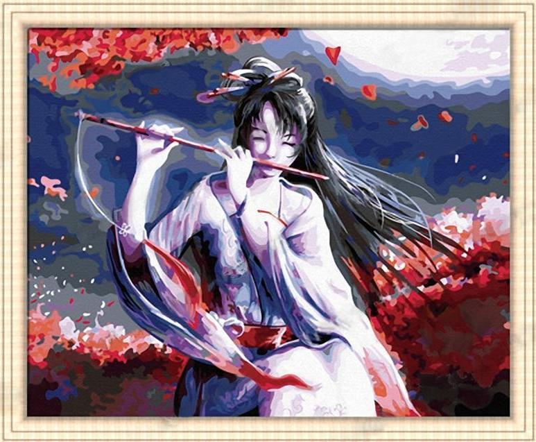 A Girl Playing Flute - All Paint by numbers