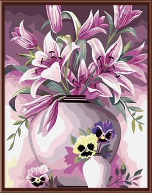 A Vase with Pink Flowers - All Paint by numbers