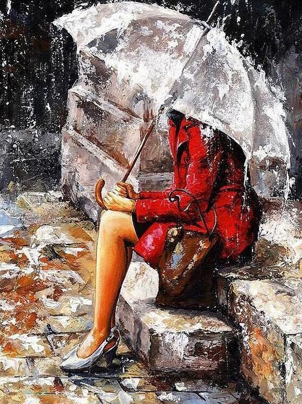 girl with umbrella painting by numbers