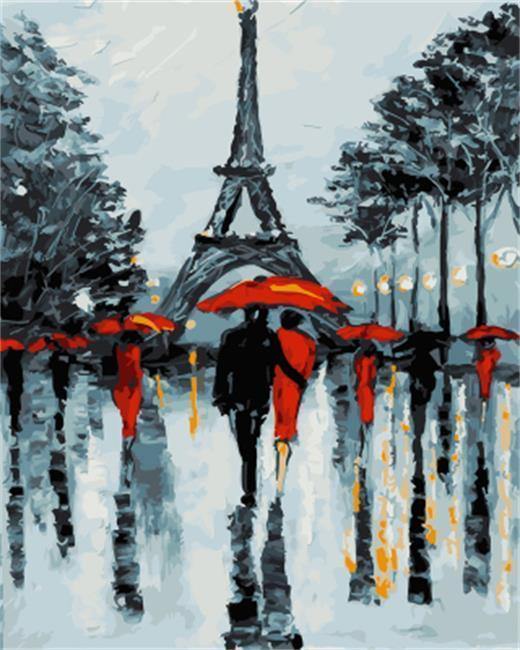 Paint-by-Number-kits Couple at Eiffel tower