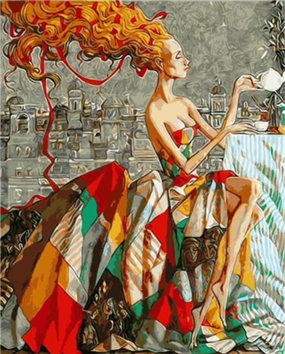 A Lady Having Tea - All Paint by numbers