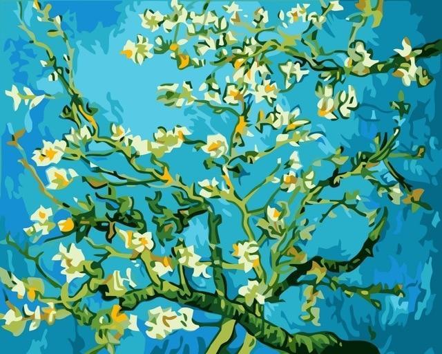 White Flowers on Bushes - All Paint by numbers