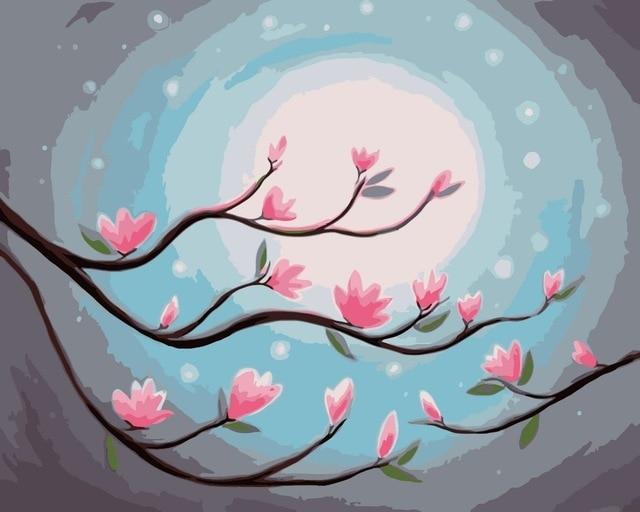 White Flowers on Bushes - All Paint by numbers