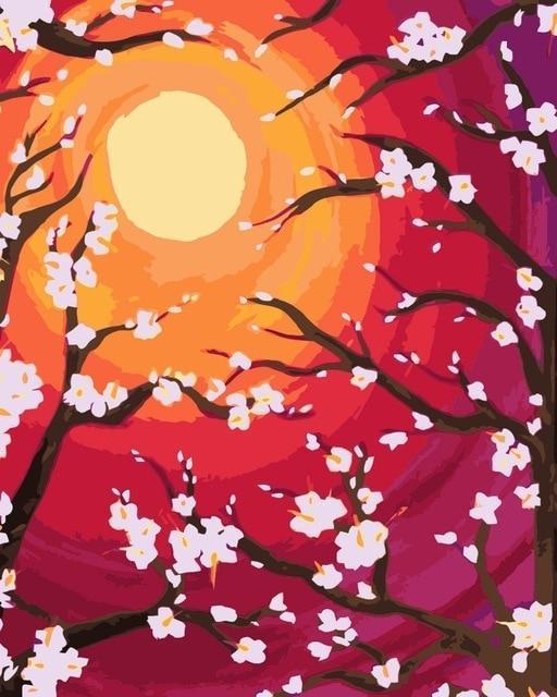 White Flowers on Bushes - All Paint by numbers