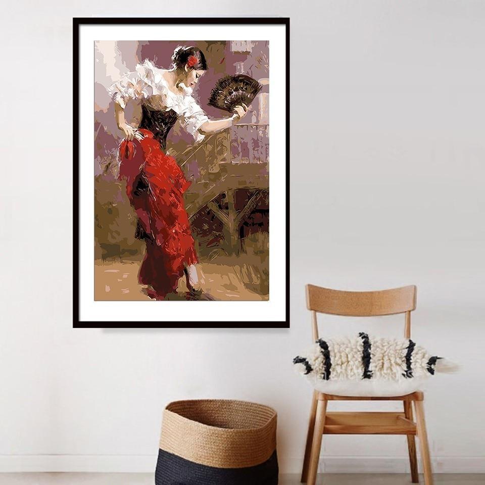 A Girl dancing holding a Fan - All Paint by numbers