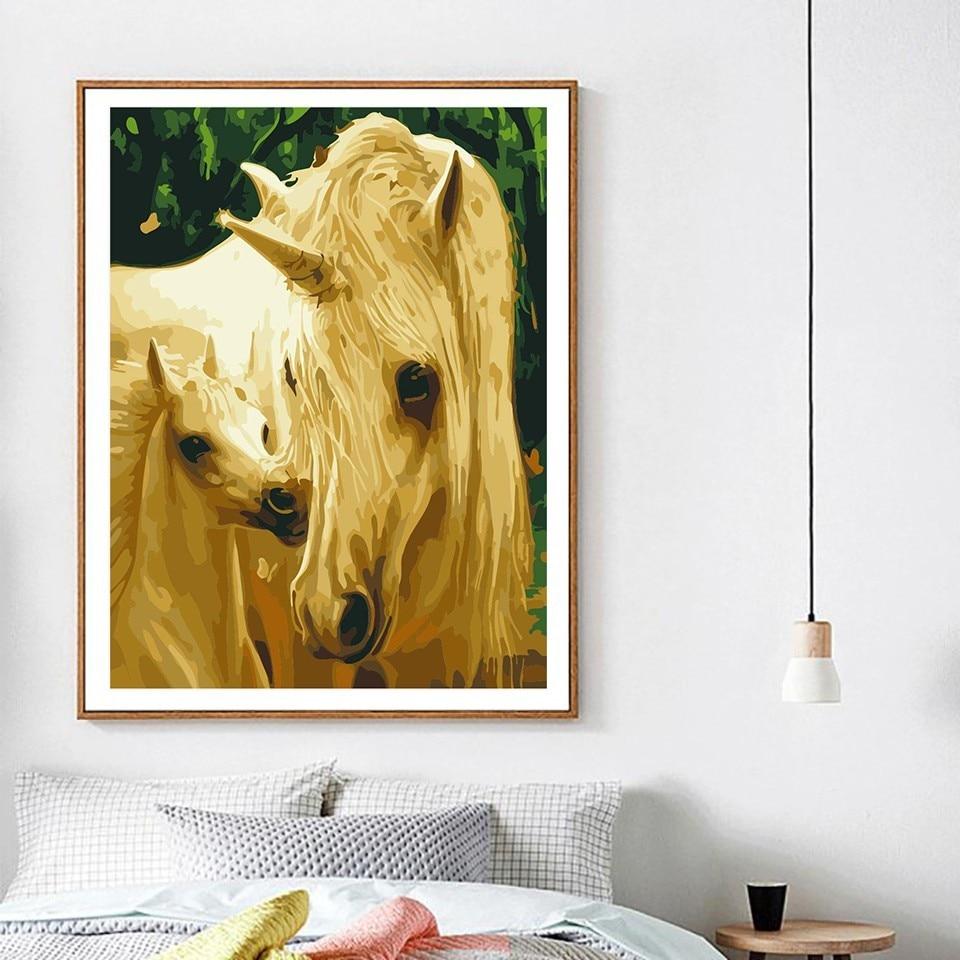 A unicorn with her baby - All Paint by numbers