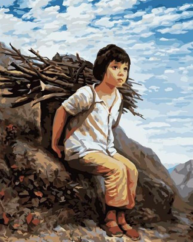 A Girl Collecting Firewoods - All Paint by numbers