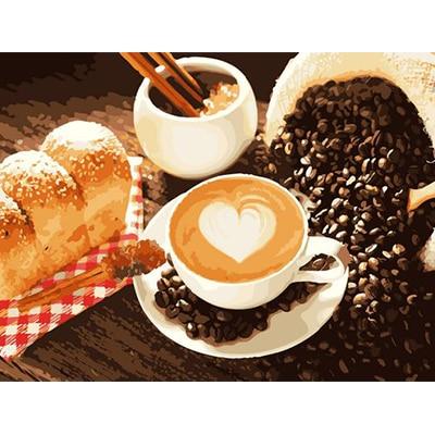 A Cup of Coffee with Coffee Beans - All Paint by numbers