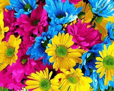 Yellow & White Flowers with Lady Birds - All Paint by numbers